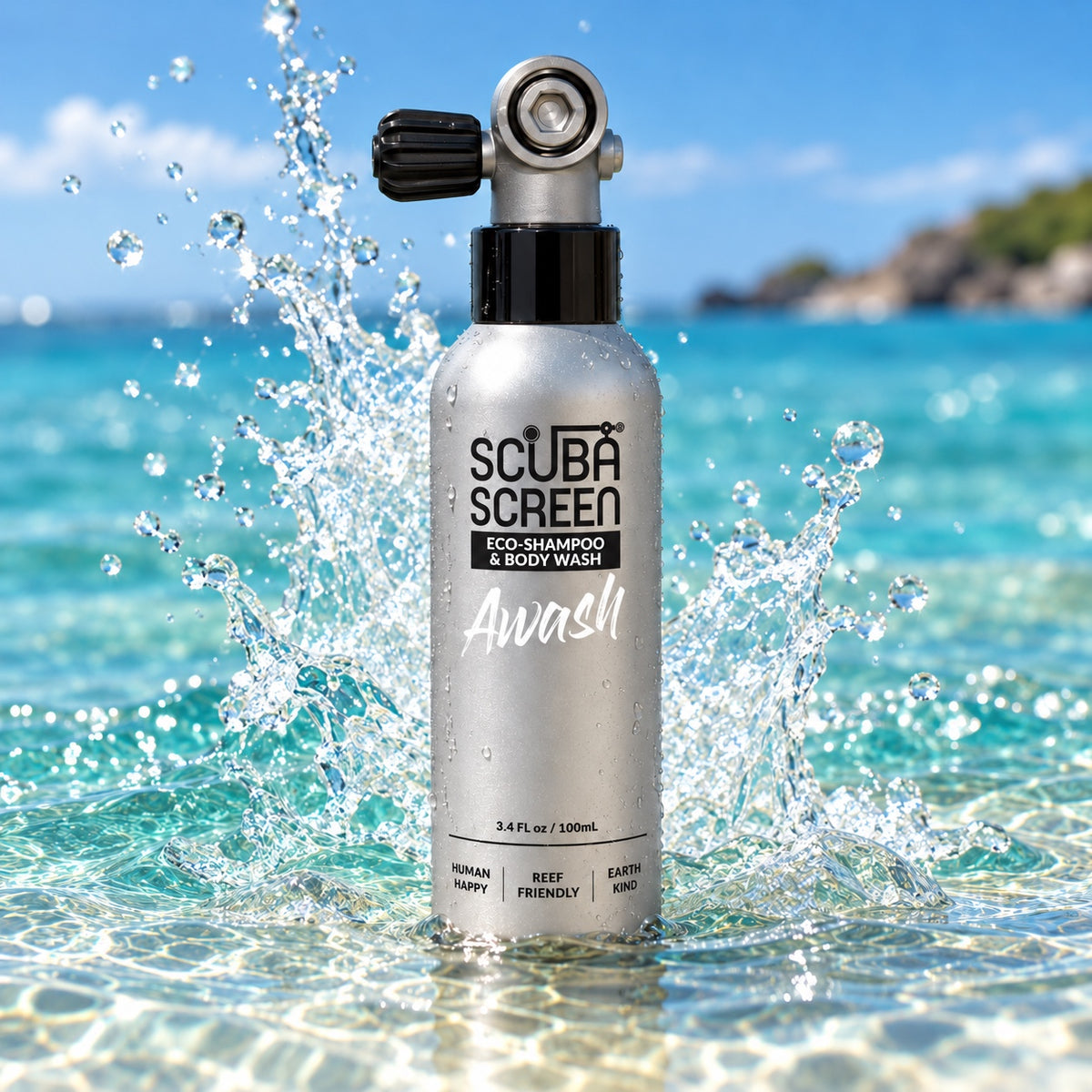AWASH hair and body wash with an ocean water splash