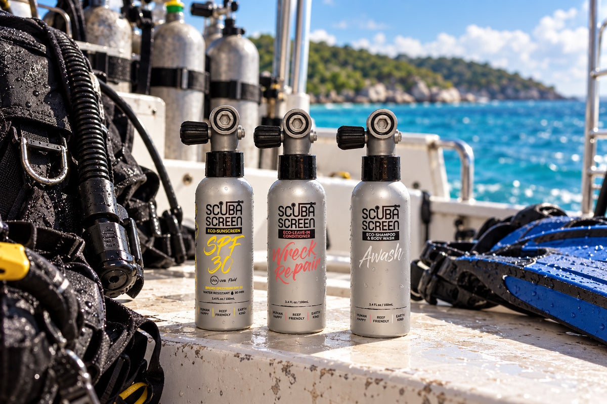 The Getaway three-product set on a boat deck